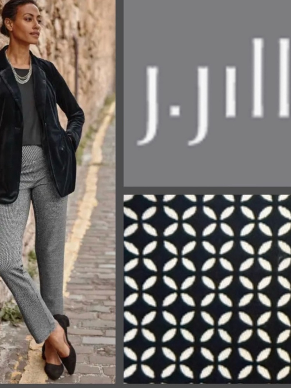 NWT J. Jill Black and White Geo Print Essential Pant